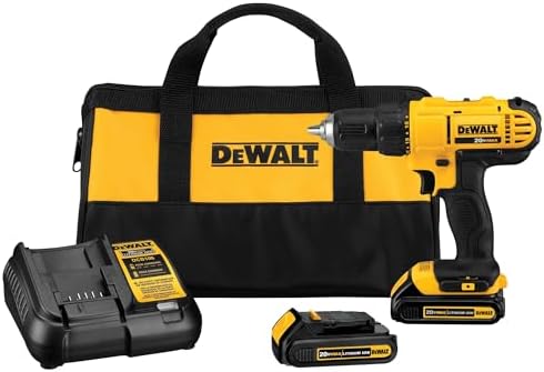 DEWALT 20V Max Cordless Drill / Driver Kit, Compact, 1/2-Inch (DCD771C2), Dewalt Yellow
