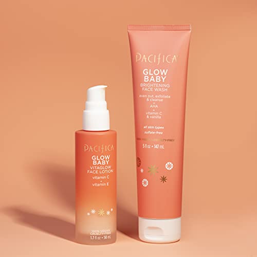 Pacifica Beauty Glow Baby VitaGlow Face Lotion and Brightening Face Wash Set, Skincare, Vitamin C and E, AHA, Exfoliator, Cleanser, Hydrating, Moisturizer, Vegan, 1.7 fl oz and 5 fl oz (Set of 2) - Image 2