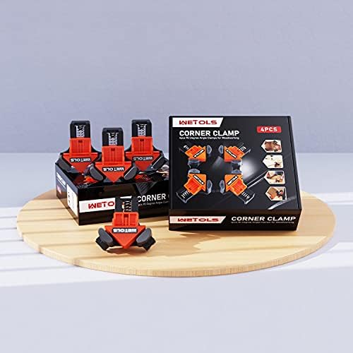 WETOLS Corner Clamp for Woodworking, 90 Degree Right Angle Clamp, Wood Clamps, 4Pcs Adjustable Spring Loaded Woodworking Clamp, Gifts for Dad, Birthday Gifts for Men, Photo Framing, Orange - Image 3