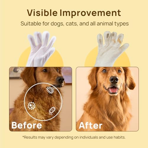 HICC PET Cleaning & Deodorizing Bathing Wipes for Dogs and Cats, Nourish Fur Coconut Oil Grooming Wipes for Dog/Cat, Pet Bathing Gloves Wipes for Daily Care and Traveling, Hypoallergenic - Image 4
