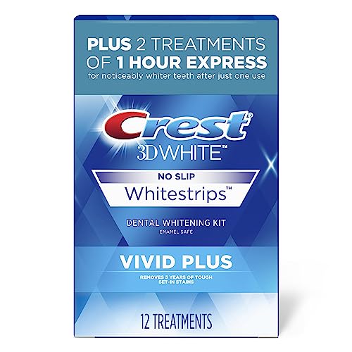 Crest 3DWhitestrips Vivid Plus Whitestrips 3D White, 10 Treatments + 1 Hour Express 2 Treatments Teeth Whitening Kit, 8 Levels Whiter, Crest Teeth Whitening Strips - Image 5